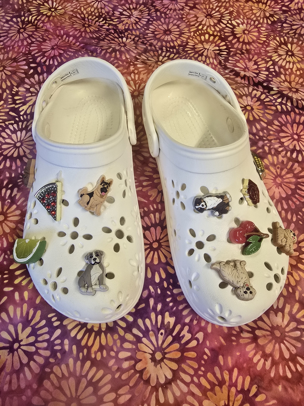 CROCS Kids White Clog Sandals with Fun Charms